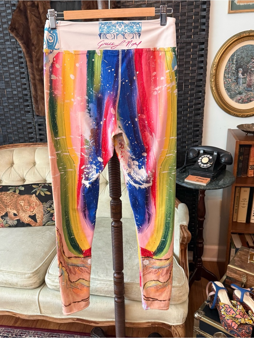 🦄 Grace Noel Rainbow Unicorn Art Leggings Size Large Festival Fantasy - Picture 6 of 11